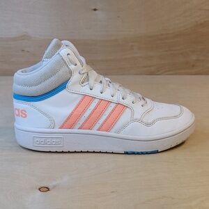 Adidas Hoops 3.0 Mid K White Acid Red and Sky Rush Sneakers